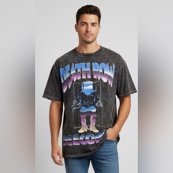 Death Row Other - DEATH ROW RECORDS Black Gray Blue Purple Distressed S/S T-Shirt Unisex Men’s S